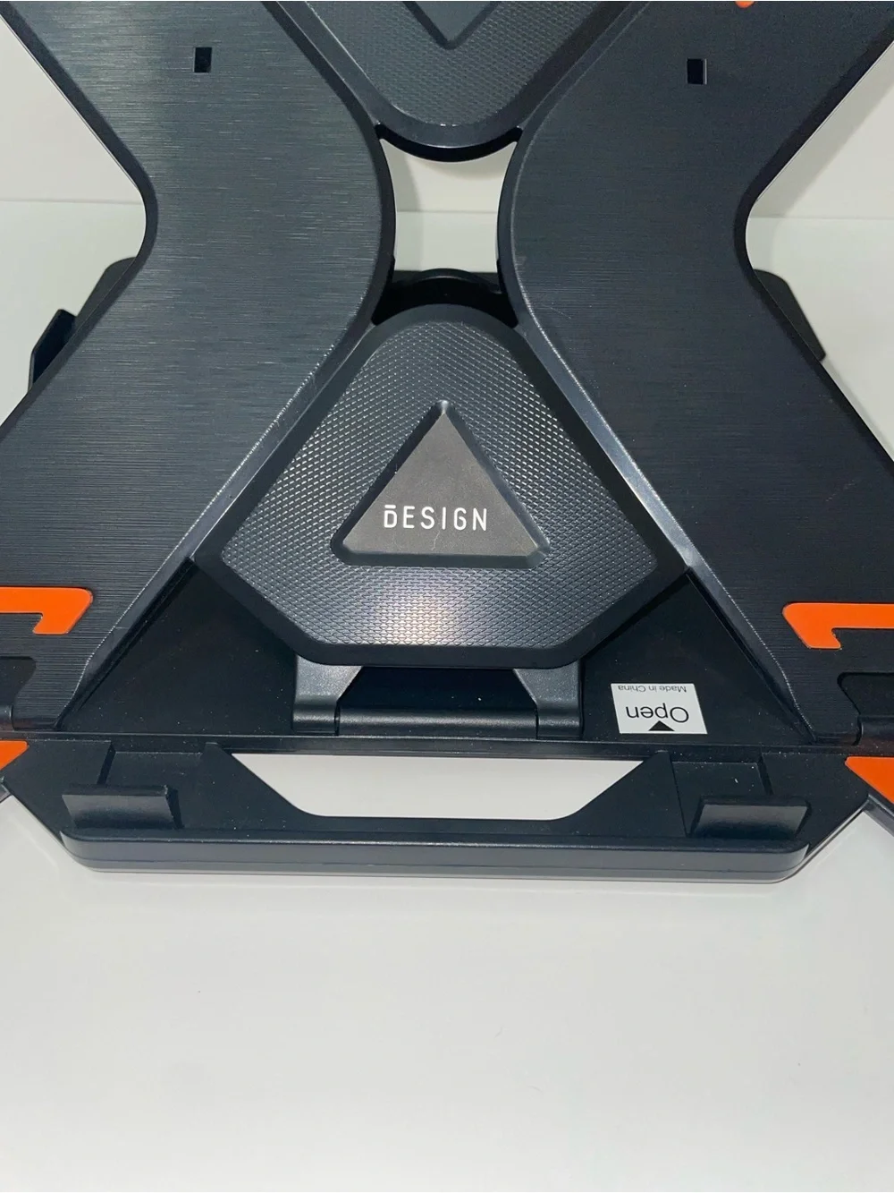 MeFee Portable Black & Orange Laptop Stand with Phone Holder- Design Series